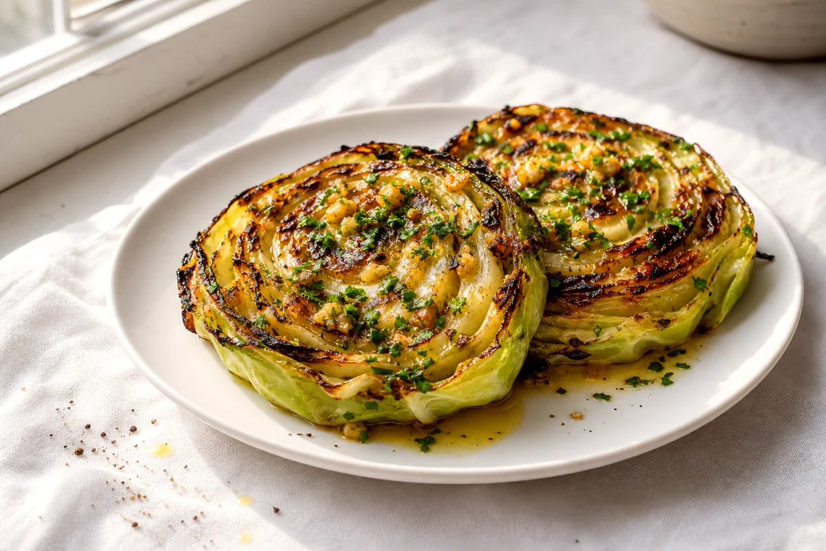 grilled-cabbage-steaks-garlic-herb-butter