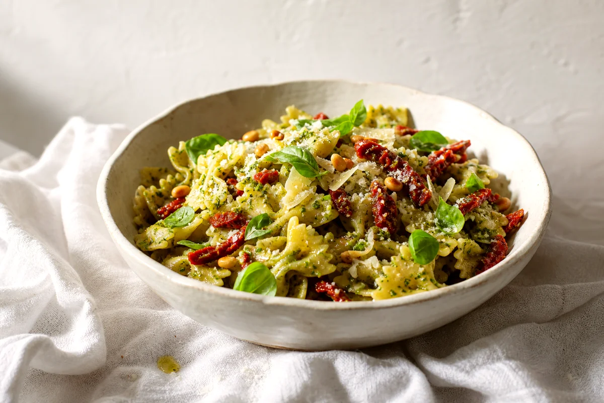 pesto-pasta-salad-sun-dried-tomatoes
