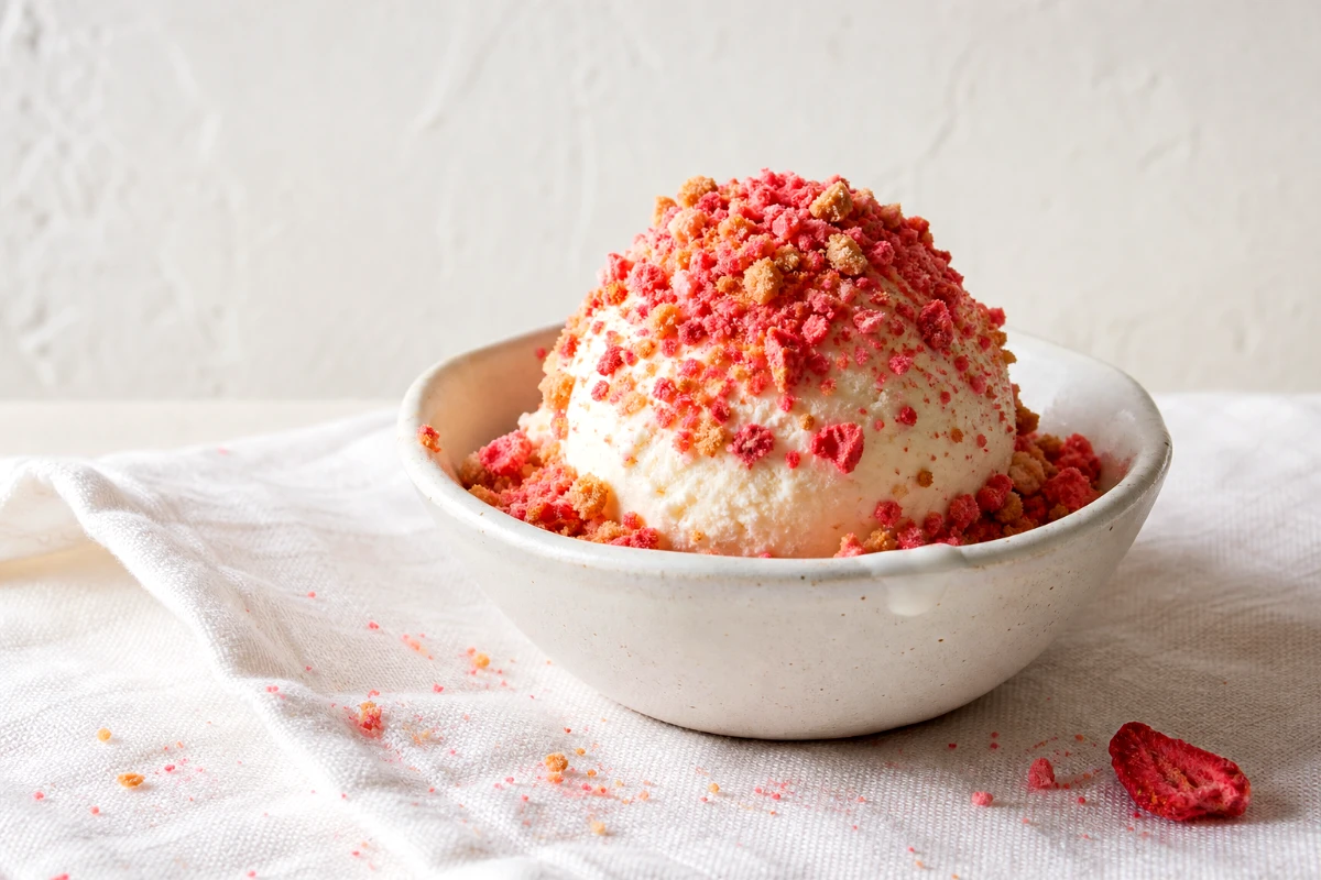 strawberry-crunch-topping-on-ice-cream