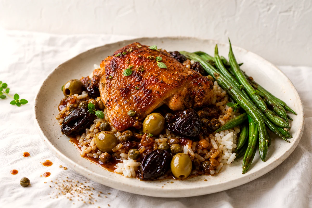 easy-chicken-marbella-green-beans-rice