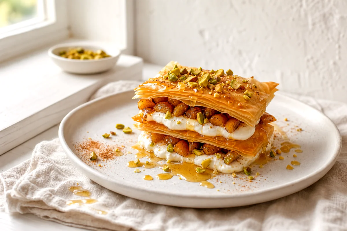 honeyed-phyllo-stacks-pistachios-yogurt