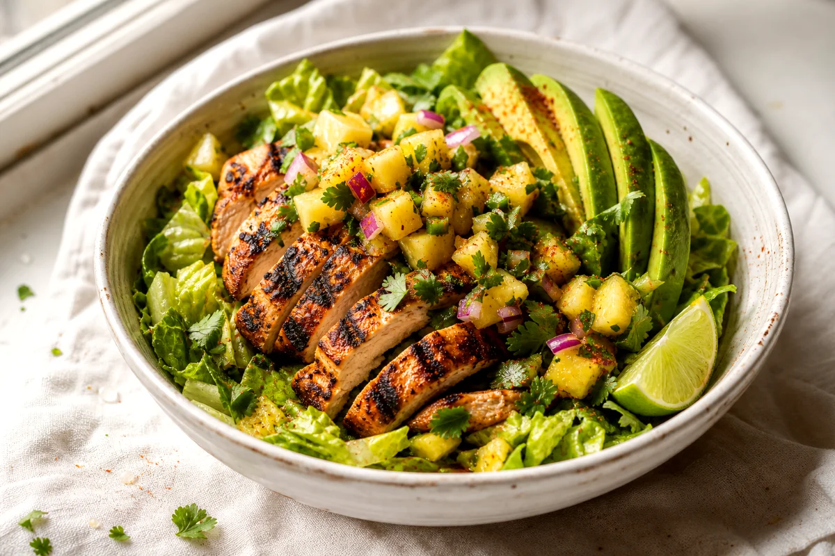 pineapple-salsa-chicken-taco-salad