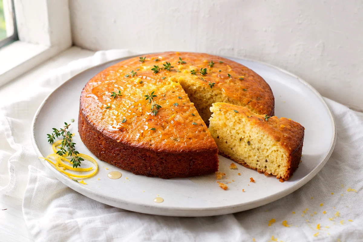 yogurt-honey-olive-oil-cake-with-thyme