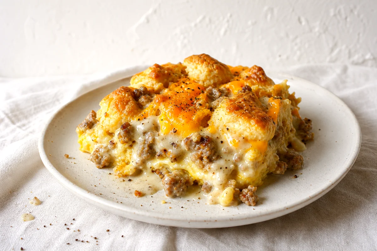 biscuits-and-gravy-breakfast-casserole-featured