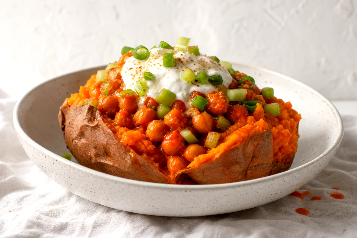 buffalo-chickpea-stuffed-sweet-potatoes-featured