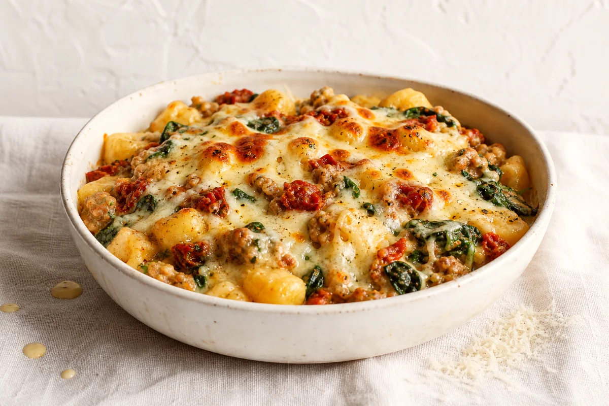 creamy-tuscan-sausage-gnocchi-casserole-featured