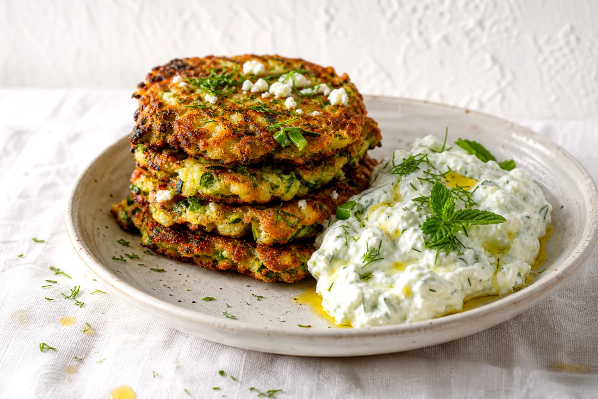 greek-zucchini-fritters-with-tzatziki-featured