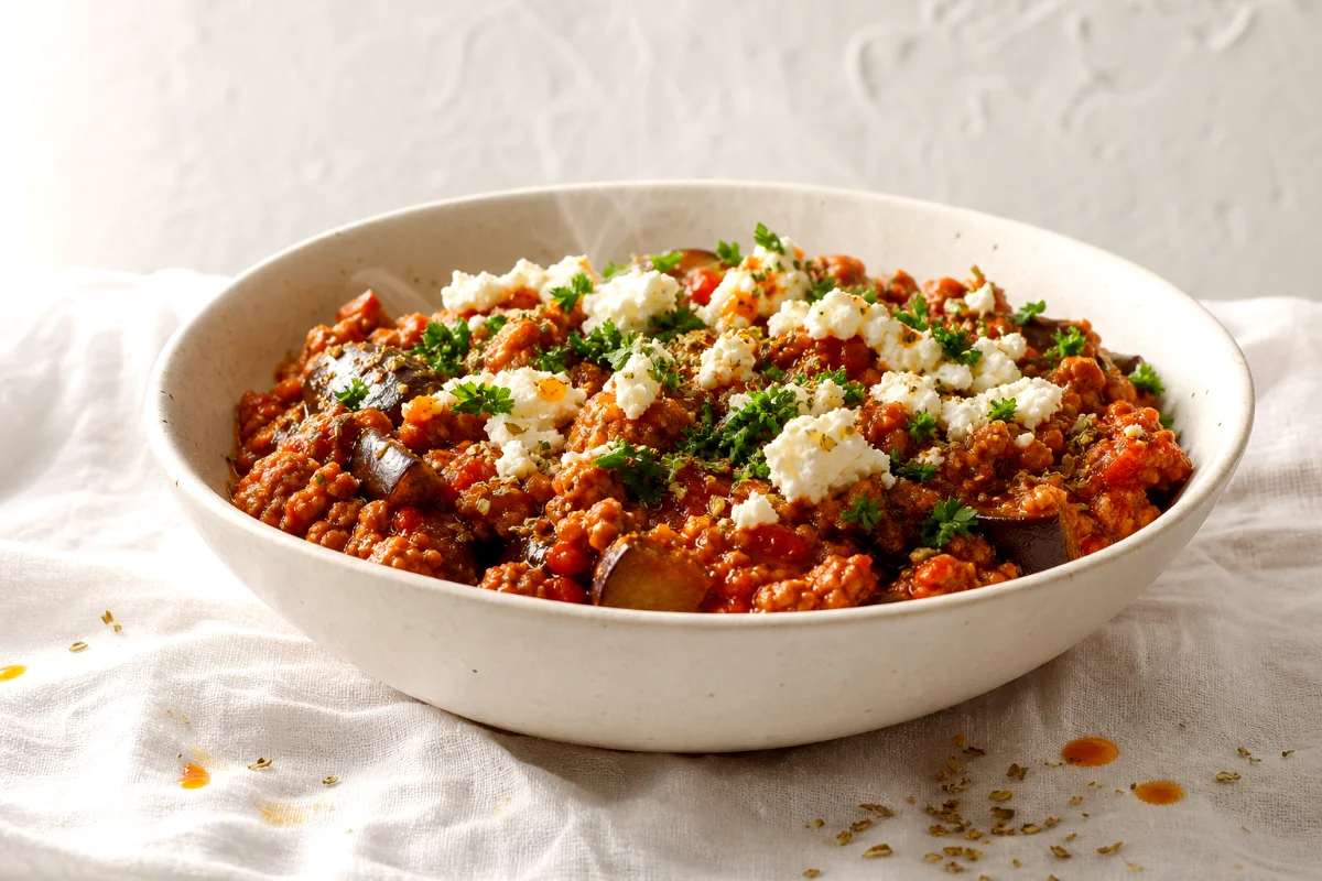 mediterranean-ground-turkey-eggplant-skillet