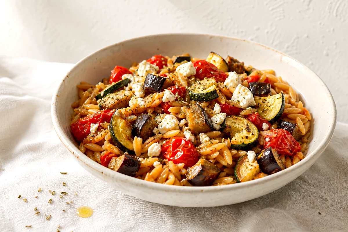 roasted-tomato-eggplant-orzo-casserole-featured