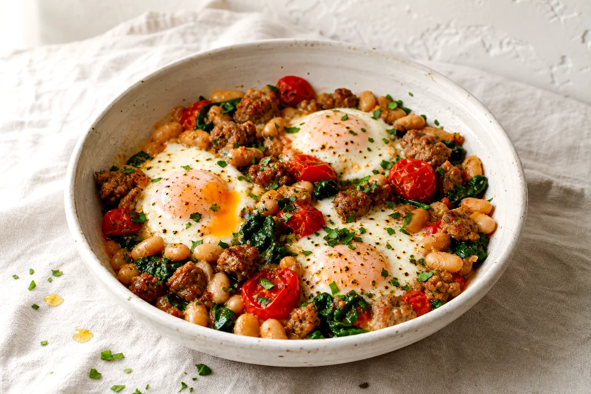 sausage-white-bean-egg-skillet-featured